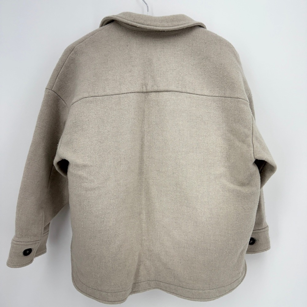 ZARA Oversized Shacket Beige Button Front Long Sleeve Utility Jacket Women L - Picture 2 of 8